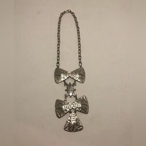 1970s CastleCliff Silver Tone Asian Pendant Statement Necklace